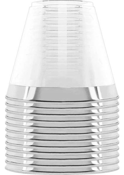 2x Plastik Bardak 9 Oz Sert Tek Kullanımlık Bardak Plastik Şarap Bardağı Parti Düğün Şarap Bardağı Şeffaf Plastik Bardak-Gümüş Jant (Yurt Dışından) fiyatları