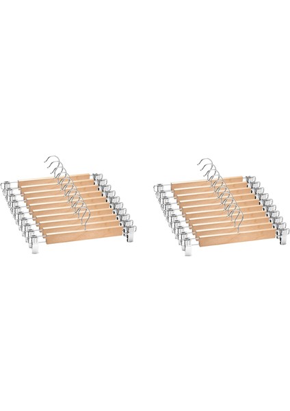 20 Paket Ayarlanabilir Klipsli Ahşap Etek Askısı Pantolon Olmayan Askı Doğal Kaplama Lotus Ahşap Pantolon Askısı 360° (Yurt Dışından)