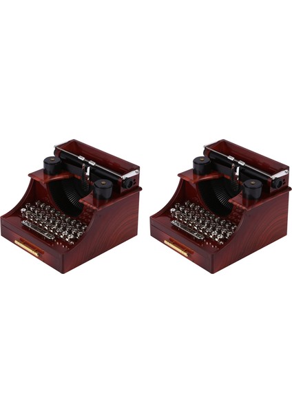 2x Ev Retro Vintage Daktilo Müzik Kutusu Ev Odası Ofis Mekanik Dekorasyon Çocuklar Için Retro Müzik Kutusu (Yurt Dışından)