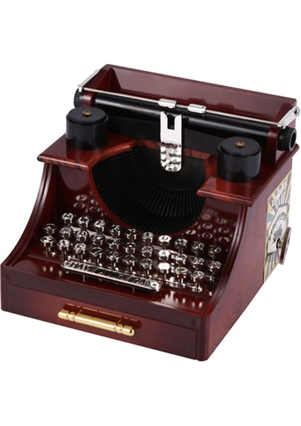 2x Ev Retro Vintage Daktilo Müzik Kutusu Ev Odası Ofis Mekanik Dekorasyon Çocuklar Için Retro Müzik Kutusu (Yurt Dışından)