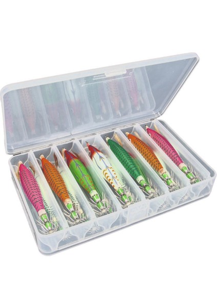 14 Adet 8 cm Yem Deniz Cazibesi Kalamar Jig Deniz Balıkçılık Cazibesi Gözler Karides Mürekkepbalığı Kalamar Ahtapot Kanca Rig (Yurt Dışından)