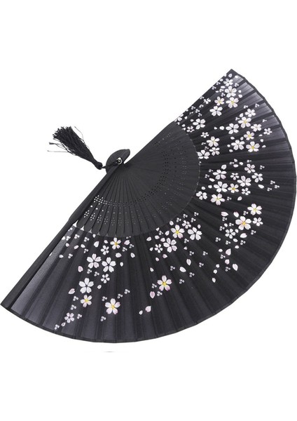 2x Büyüleyici Zarif Modern Kadın El Yapımı Bambu Ipek 8.27 Inç(21 Cm) Katlanır Cep Çanta El Yelpazesi (Yurt Dışından)