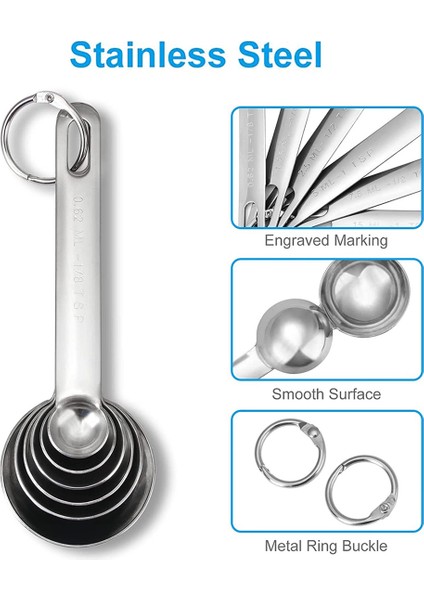 Paslanmaz Çelik Ölçme Kaşıkları Bardak Seti, Küçük Yemek Kaşığı, Çay Kaşığı, Set 12, Bonus Dengeleyicili, Kuru ve Sıvı Için (Yurt Dışından) modelleri