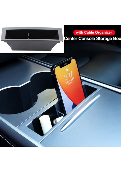 Model Y 3 2021-2023 Aksesuarları Merkezi Konsol Kol Dayama Saklama Kutusu Kart Anahtar Telefon Şarjı (Yurt Dışından)