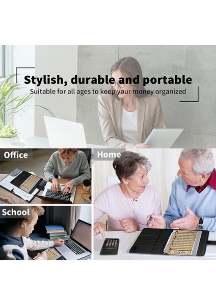 A6 Bütçe Bağlayıcı, Fermuarlı Zarflar, Hesap Makinesi ve Kart Ile, Nakit Doldurma Zarfları Bağlayıcı Için Pu Düzenleyici (Yurt Dışından) fırsatları