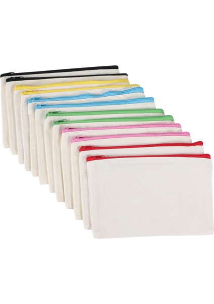 12 Adet Çok Amaçlı Kozmetik Çantası Makyaj Torbaları Fermuarlı Kanvas Çanta Kalem Çantası Seyahat Makyaj Çantası Dıy Tasarım Için (Yurt Dışından) modelleri