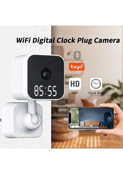 Tuya Wifi Kamera Dijital Saatli Kapalı Ev Güvenliği Gece Görüş Video Gözetim Kablosuz Hareket Kamerası-Ab Tak (Yurt Dışından) fiyatları