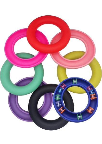 8 Adet Silikon Bobin Koruyucuları Yuvarlak Bobin Tutucular Metal ve Dikiş Aracı Depolama Halkası Organizatörleri (Yurt Dışından)