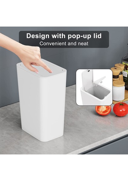 2,6 Galon / 10 Litre Kapaklı Küçük Çöp Kovası, Kapaklı Çöp Kovası, Banyo, Mutfak, Yatak Odası Için Çöp Sepeti (Yurt Dışından) fırsatları