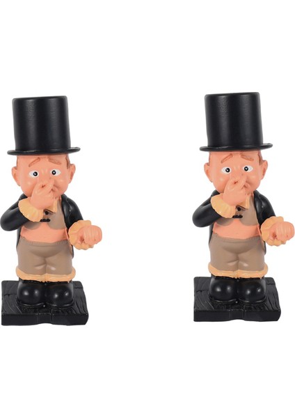 2x Reçine Butler Şekli Sevimli Eski Erkek Heykeli Dekor Doku Standı Raf Heykel Tuvalet Için (Yurt Dışından)