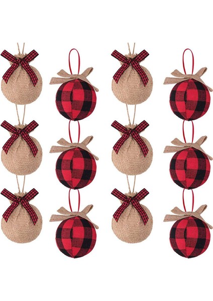 Noel Ağacı Süsleri, 36 Adet 2-1/2 Inç Kırmızı Siyah Onay Dikiş Çuval Bezi Noel Süslemeleri (Yurt Dışından) fiyatları