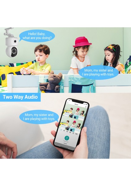 4mp Wifi Kamera Çift Ekran Hareket Algılama Iki Yönlü Ses Kapalı 4mp Mini Ptz Güvenlik Ip Kamera Bebek Monitörü Abd Tak (Yurt Dışından)