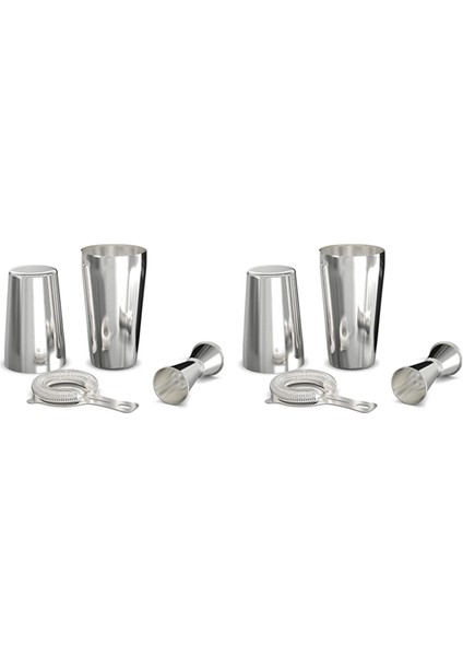 Kokteyl Shaker Seti: Profesyonel Boston Shaker, Kokteyl Süzgeci ve Jigger Seti. 8 Parça Premium Paslanmaz Çelik (Yurt Dışından)