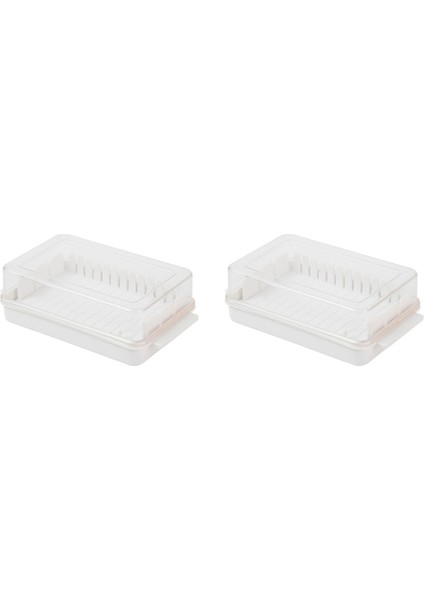 2x Tereyağı Kesme Saklama Kutusu Tereyağı Tabağı Kesici Kapaklı Şeffaf Peynir Dilimleme Tepsisi Konteyner Ev Aracı 1 (Yurt Dışından)
