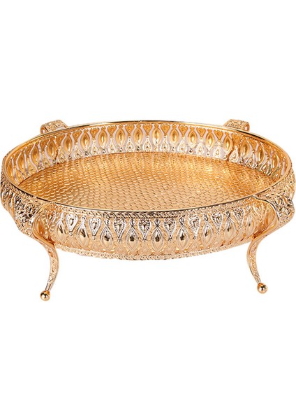 3x Ev Yemek Tepsisi Vintage Meyve Tabağı Masa Aperatif Demir Saklama Kutusu Oval Tepsi Altın Meyve Sepeti Masa Dekoru (Yurt Dışından)