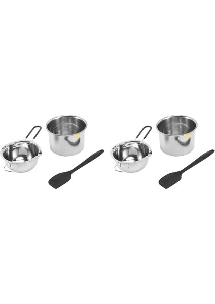4x Çift Kazan Pot Seti Paslanmaz Çelik Eritme Potası Çikolata, Sabun, Balmumu, Mum Yapımı Için Silikon Spatula ile (Yurt Dışından)