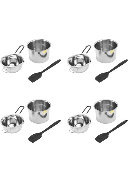 4x Çift Kazan Pot Seti Paslanmaz Çelik Eritme Potası Çikolata, Sabun, Balmumu, Mum Yapımı Için Silikon Spatula ile (Yurt Dışından)
