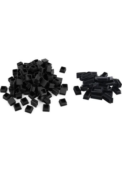 130 Adet Plastik Kare Boru Uçları Uç Körleme Kapakları Siyah - 100 Adet 20MM x 20MM ve 30 Adet 25X50MM (Yurt Dışından)