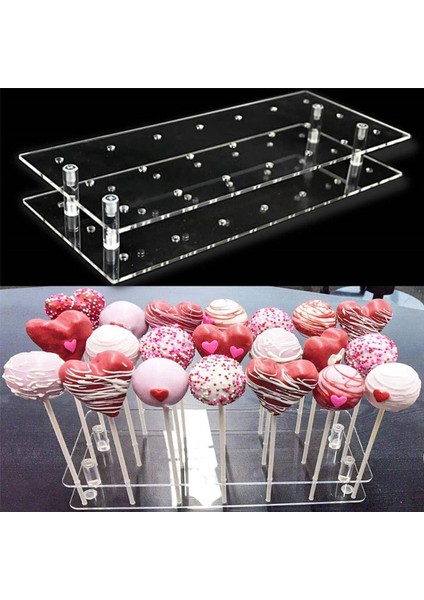 2x 21 Delik Şeffaf Akrilik Lolipop Tutucu Düğün Bebek Duşları Doğum Günü Partileri Yıldönümleri Şeker Dekoratif (Yurt Dışından) fırsatları