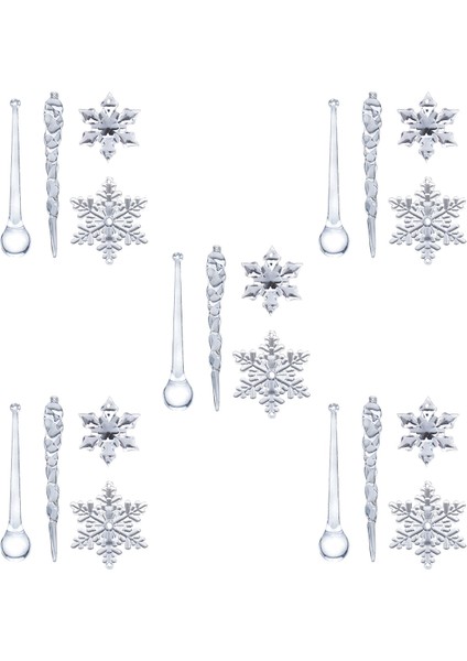 200PC Kar Tanesi Saçağı Noel Süsleri Yeni Yıl Süsleri Kristal Noel Ağacı Şeffaf Süsler (Yurt Dışından)