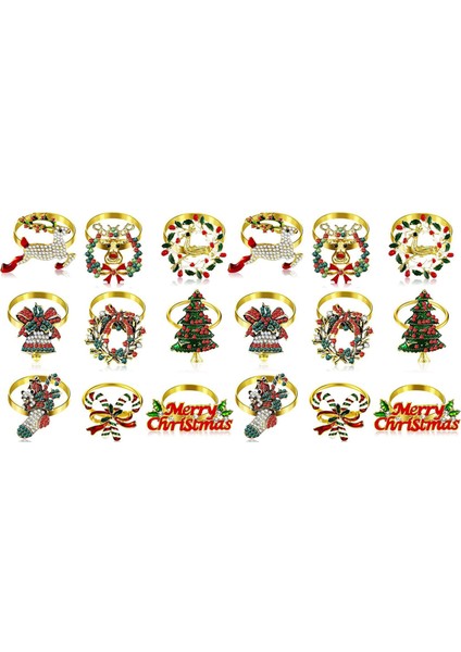 18 Parça Noel Peçete Halkaları Seti Metal Noel Peçete Tutucu Noel Ağacı Peçete Halkası Dekor (Yurt Dışından) fiyatları