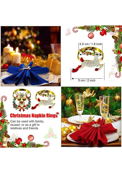 18 Parça Noel Peçete Halkaları Seti Metal Noel Peçete Tutucu Noel Ağacı Peçete Halkası Dekor (Yurt Dışından) modelleri