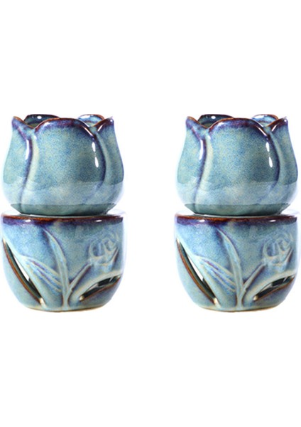 2x Aromaterapi Fırın Mum Lamba Dekorasyon Yatak Odası Esansiyel Yağı Tütsü Brülör Lale Seramik Mum (Yurt Dışından)