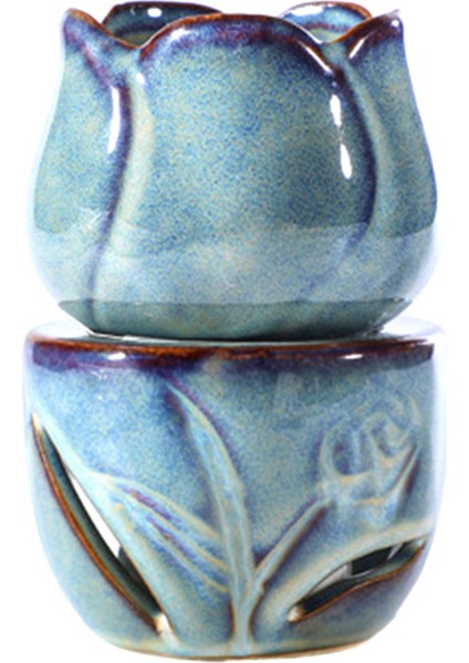 2x Aromaterapi Fırın Mum Lamba Dekorasyon Yatak Odası Esansiyel Yağı Tütsü Brülör Lale Seramik Mum (Yurt Dışından) fiyatları