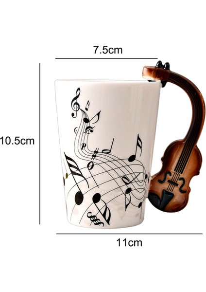 2x Keman Kolu Seramik Bardak Spektrum Kahve Süt Çay Bardağı Kişilik Kupa Benzersiz Müzik Aleti Hediye Fincan (Yurt Dışından) modelleri