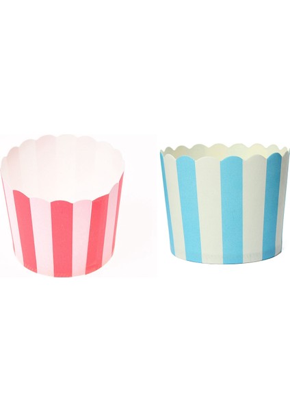 100 Adet Cupcake Kağıt Kek Kutusu Pişirme Bardakları Astar Muffin Mutfak Pişirme - 50 Adet Kırmızı ve 50 Adet Mavi Çizgili (Yurt Dışından)