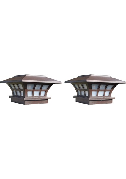 2x Güneş Direk Lambası Açık Su Geçirmez Sütun Başkanı Işık Bahçe Duvar Lambası Bahçe Çit Peyzaj Lambası Kapısı Bahçe Için (Yurt Dışından)