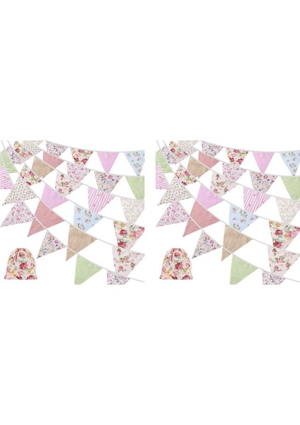 40FT Kumaş Bunting, 84 Adet Açık Bunting Banner, Bahçe Doğum Günü Partisi Için Çiçek Vintage Pamuk Üç Köşeli Bayrak (Yurt Dışından)
