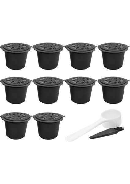 20 Adet Yeniden Doldurulabilir Kahve Kapsül Filtreleri Kaşık Fırça ile Mutfak Aksesuarları Kahve Filtresi Siyah (Yurt Dışından)