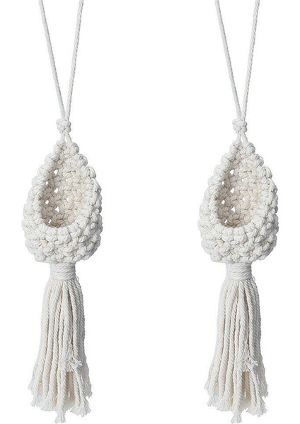 2x Boho Makrome Hava Tesisi Askı Tillandsia Asılı Sepet Halat Tutucu Çiçek Ev Dekor (10 Cm) (Yurt Dışından)