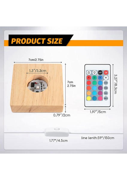 8 Adet Ahşap LED Gece Lambası Tabanı Işıklı Ekran Lambası Tabanı Standı Için Uzaktan Kumanda ile 3D Kristal Cam Sanatı (Yurt Dışından)