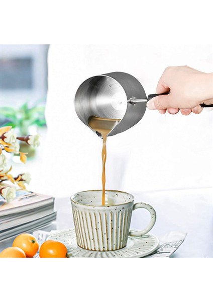 2x Paslanmaz Çelik Tereyağı ve Kahve Isıtıcı, Türk Cezvesi, Mini Tereyağı Eritme Kazanı ve Sütlük Borulu - (600ML) (Yurt Dışından) modelleri