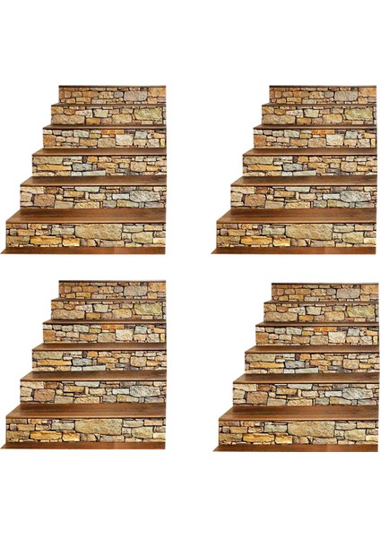 4x 3D Merdiven Etiket Duvar Resimleri Duvar Çıkartması-Vintage Manzara Merdiven Etiket Duvar Kiremit Adım Merdiven Yükselticiler Etiket Çıkarılabilir (Yurt Dışından)