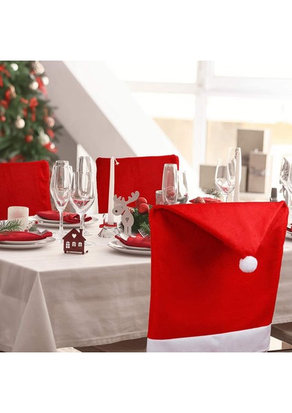 12 Adet Noel Sandalye Yemek Odası Tatil Noel Süslemeleri Kırmızı Için Noel Baba Şapkası Sandalye Kapakları Kapakları (Yurt Dışından)