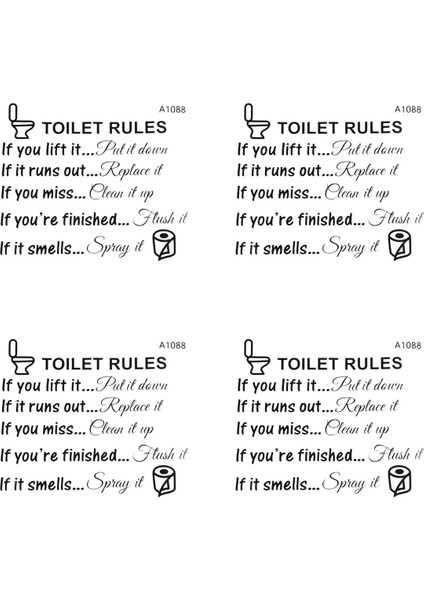 4x Tuvalet Kuralları Banyo Çıkarılabilir Duvar Sticker Vinil Sanat Çıkartmaları Dıy Ev Dekor (Yurt Dışından) fiyatları