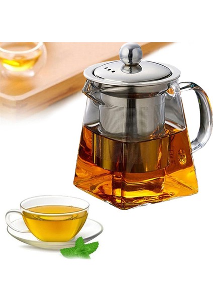 3x Kalınlaşmış Cam Çaydanlık Isıya Dayanıklı Çiçek Çay Potu Kabarcık Çaydanlık Paslanmaz Çelik Filtre Çaydanlık Kare Pot 350 ml (Yurt Dışından)