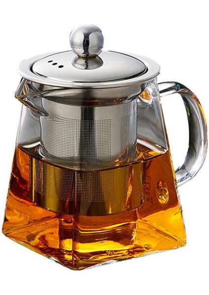 3x Kalınlaşmış Cam Çaydanlık Isıya Dayanıklı Çiçek Çay Potu Kabarcık Çaydanlık Paslanmaz Çelik Filtre Çaydanlık Kare Pot 350 ml (Yurt Dışından)