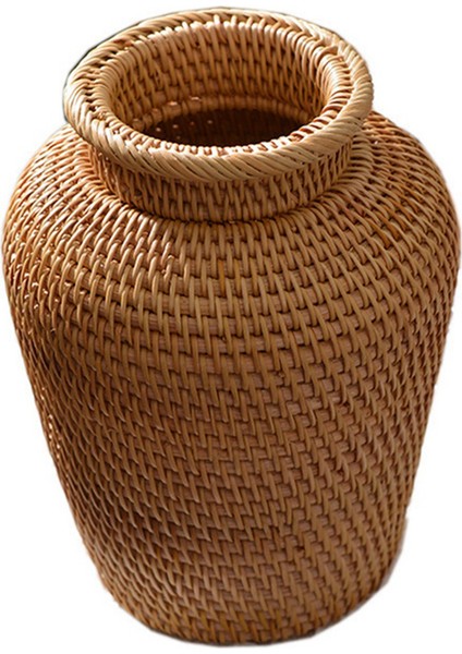 2x Rattan Dokuma Vazo Sanat Vazo Moda Masa Üstü Dekorasyon Bitkiler Saksı Hevesli Ev Bahçe Malzemeleri Çiçek (Yurt Dışından)