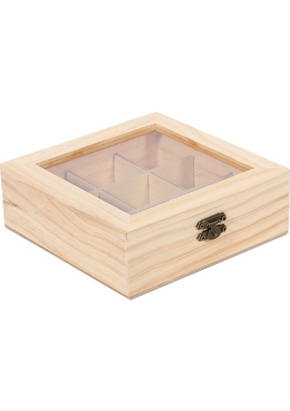 4x Ahşap Çay Poşeti Takı Organizatör Göğüs Saklama Kutusu 9 Bölme Çay Kutusu Organizatör Ahşap Şeker Paket Konteyner (Yurt Dışından)