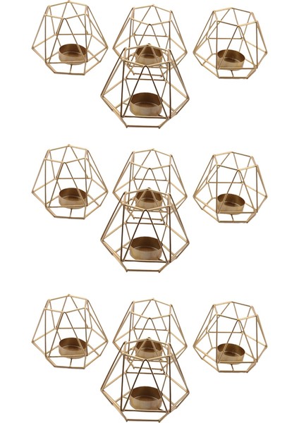 12 Adet Metal Geometrik Tasarım Çay Işık Adak Mumlukları, Içi Boş Mumluklar (Yurt Dışından)