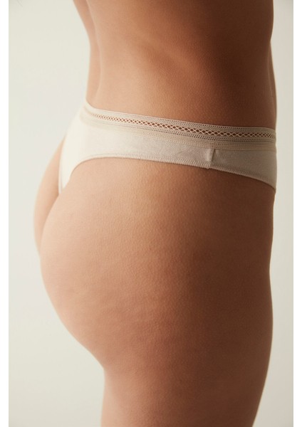 Easy Pamuklu Trim Bej Tanga Külot