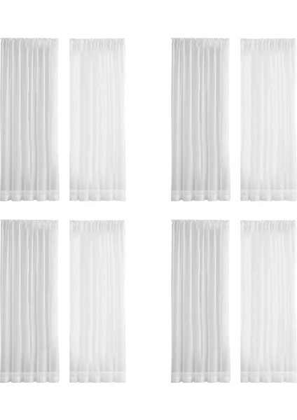 Pencere Beyaz Sırf Perdeler 84 Inç Uzun 8 Panel Sırf Beyaz Perdeler Şeffaf Perdeler Temel Çubuk Cep Paneli (Yurt Dışından)