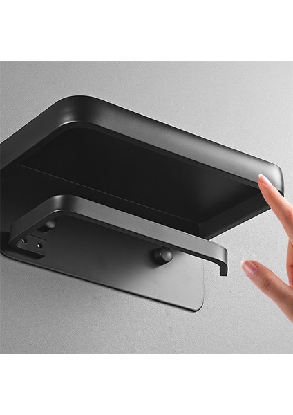 3x Banyo Tuvalet Kağıdı Tutucu Rulo Tutucu, Siyah Tuvalet Kağıdı Tutucu Hiçbir Yumruk Doku Tutucu Duvara Monte Raflar (Yurt Dışından)