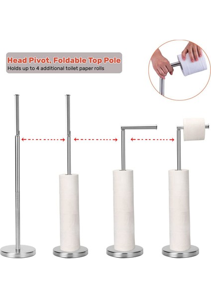 2x Tuvalet Kağıdı Tutucu, 4 Yedek Ruloluk Rezervli Ayaklı Tuvalet Kağıdı Tutucu Standı, Sağlam Taban (Yurt Dışından) modelleri