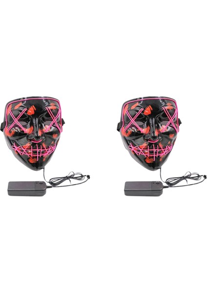 2x Cosplay Up Wire Tasfiye Maskesi Kostüm Cadılar Bayramı Işığı Korkunç LED Floresan Mor (Yurt Dışından)