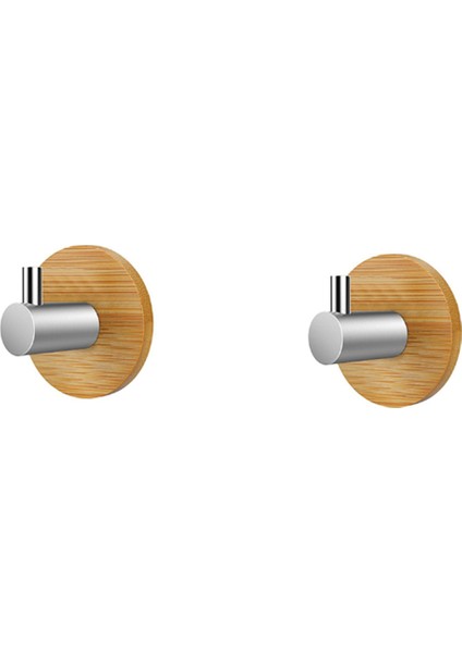 2x Bambu Paslanmaz Çelik Kanca Duvar Elbise Çantası Kulaklık Anahtar Askı Mutfak Banyo Kapısı Havlu Paslanmaz Raf (A) (Yurt Dışından)